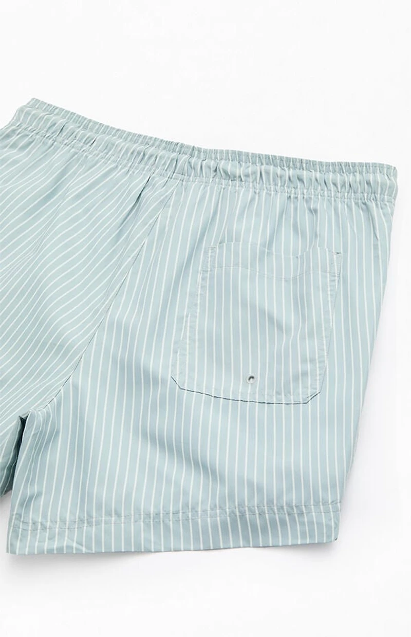 Pacsun Bailey Green Pinstripe 4.5" Swim Trunks