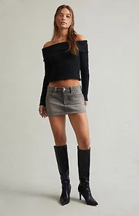 Pacsun Gray Low Rise Denim Micro Mini Skirt