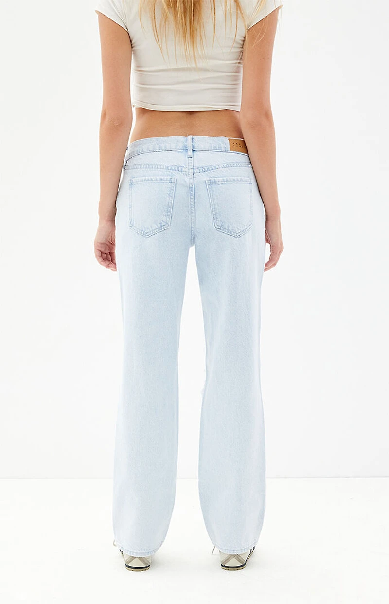 Pacsun Jordyn Low Rise Straight Leg Jeans Ripped Light Indigo