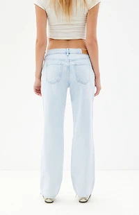 Pacsun Jordyn Low Rise Straight Leg Jeans Ripped Light Indigo