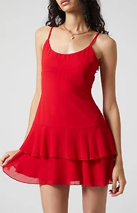 Beverly and Beck Ruffle Tiered Mini Dress