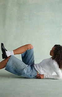 RARE DNM EDIT Peyton Extreme Jorts Star Studded Light Blue