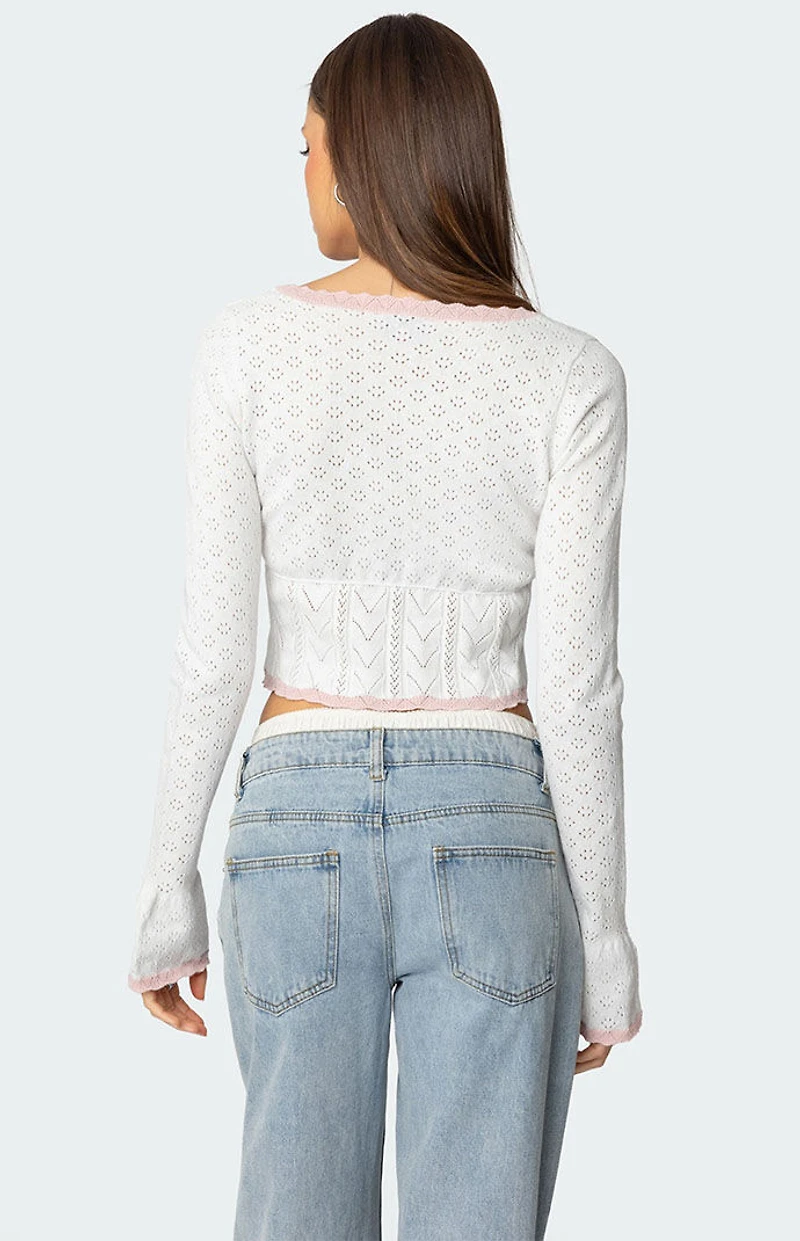 Edikted Abbie Split Front Pointelle Top