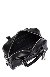 True Religion Black Bombe Logo Satchel