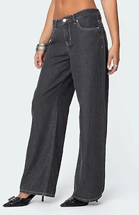 Edikted Pinstripe Low Rise Jeans