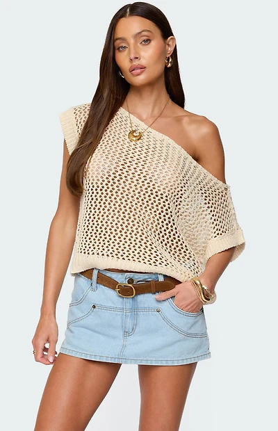 Edikted Trix Off Shoulder Open Knit Top
