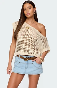 Edikted Trix Off Shoulder Open Knit Top