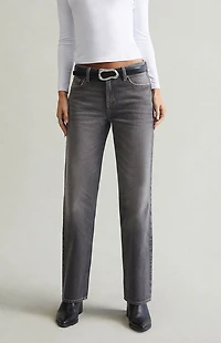 Pacsun Jordyn Low Rise Straight Leg Jeans Contrast Stitch Gray