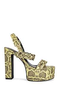 AZALEA WANG Women's Tarynn Yellow Snake Block Sandals