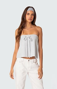 Edikted Caroline Tie Front Strapless Top