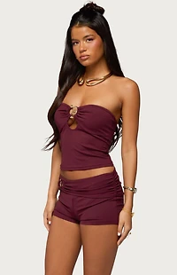 Edikted Rusana Swirl Cutout Strapless Top