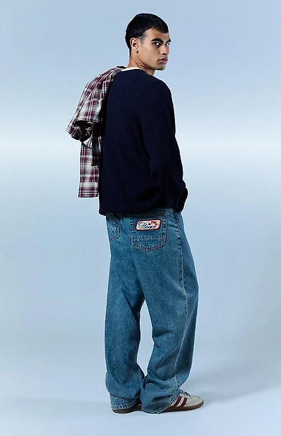 Pacsun Dylan Baggy Jeans Florence Patch Medium Blue