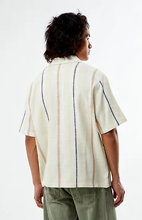 Pacsun Cream Striped Oversized Camp Shirt