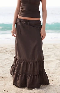 John Galt Brown Olive Maxi Skirt