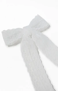 LA Hearts White Piper Lace Bow Hair Barrette