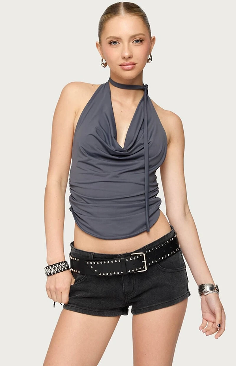 Edikted Two Piece Cowl Neck Scarf Halter Top