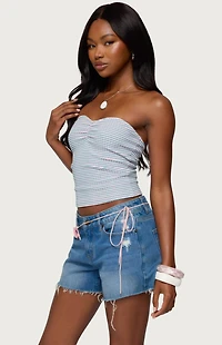 Edikted Veranda Textured Striped Tube Top