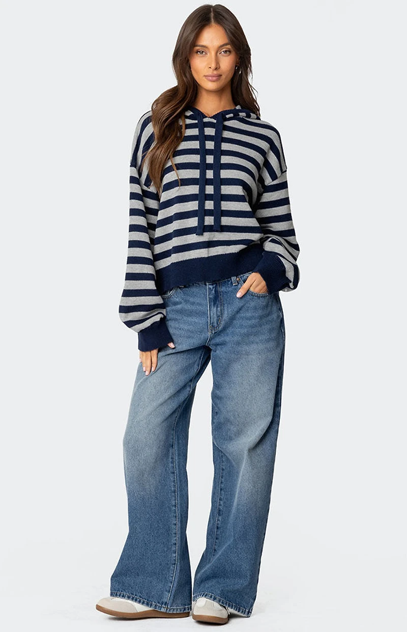 Edikted Striped Hooded Knit Sweater