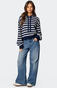 Edikted Striped Hooded Knit Sweater