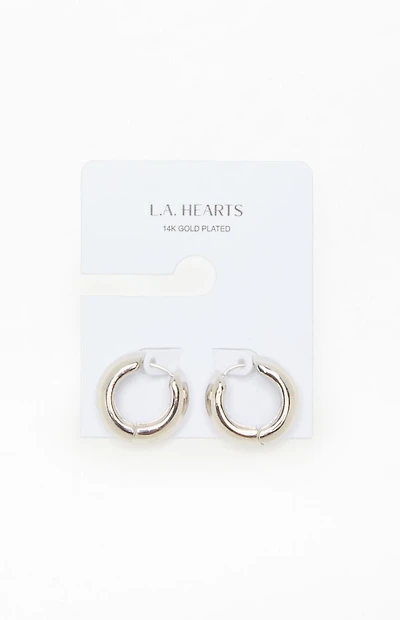 LA Hearts Silver 14K Gold Plated Chunky Hoop Earrings