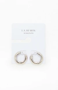 LA Hearts Silver 14K Gold Plated Chunky Hoop Earrings