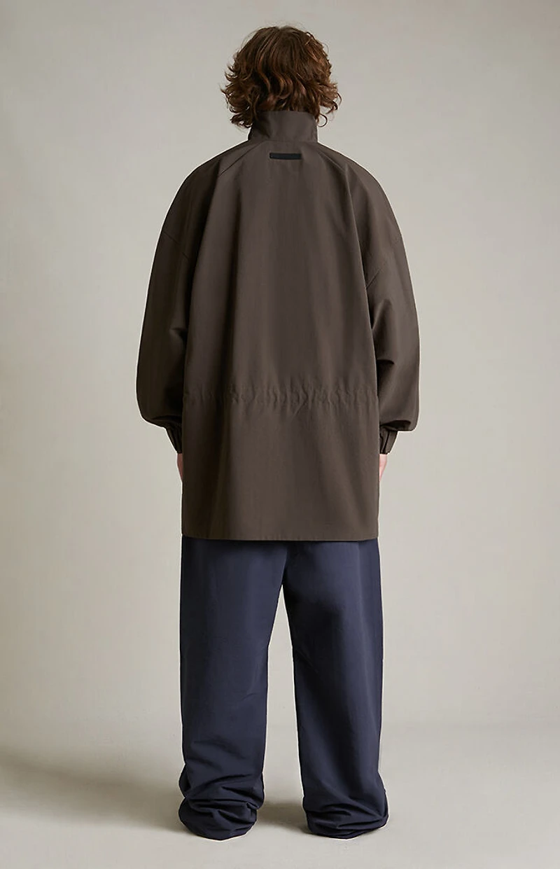 Fear of God ESSENTIALS Brown Military Nylon Mock Neck Anorak Jacket