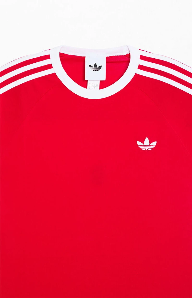 adidas Red Three Stripe T-Shirt