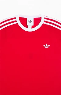 adidas Red Three Stripe T-Shirt