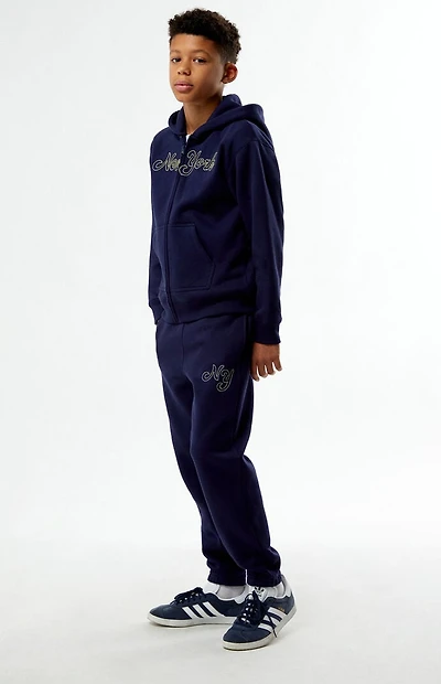 Pacsun Kids Navy New York Embroidered Jogger Sweatpants