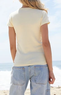 John Galt Yellow Basic Hailie Short Sleeve Top