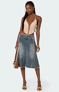 Edikted Anaya Textured Open Back Halter Top