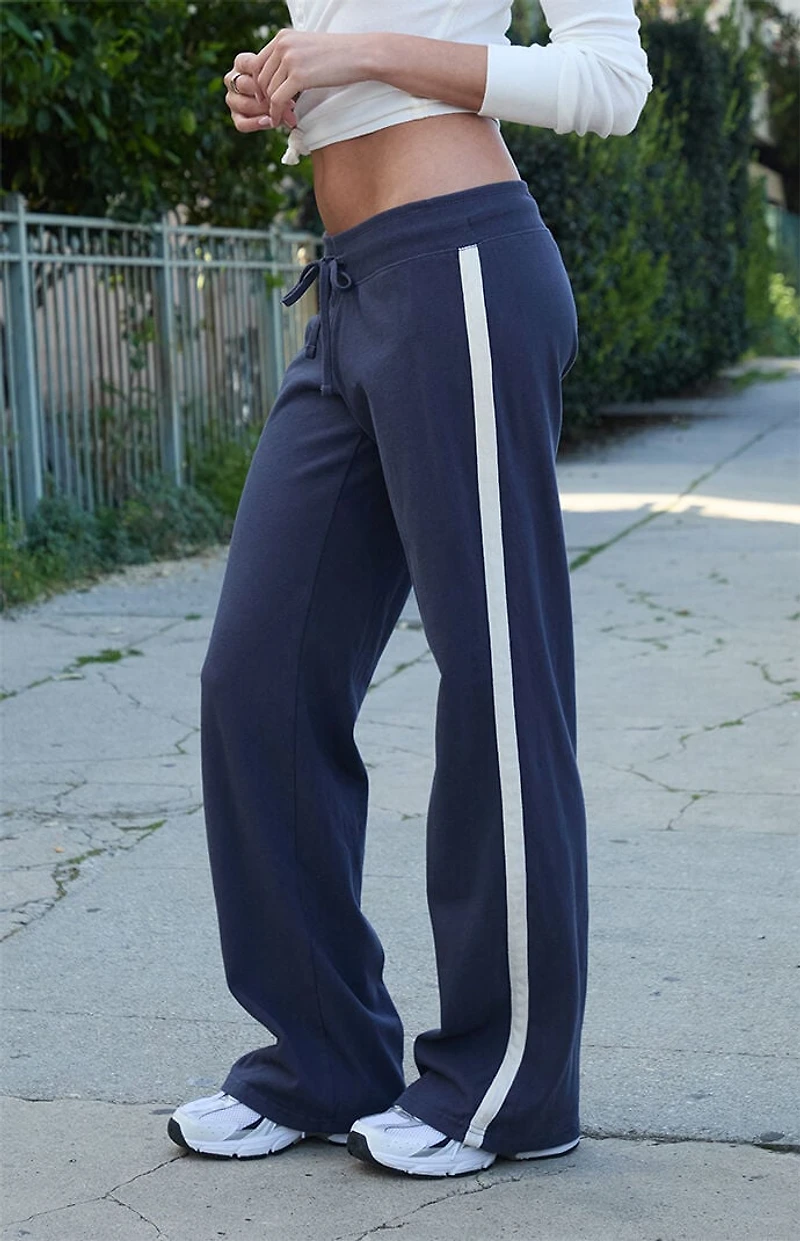 John Galt Blue Hilary Side Stripe Yoga Baggy Sweatpants