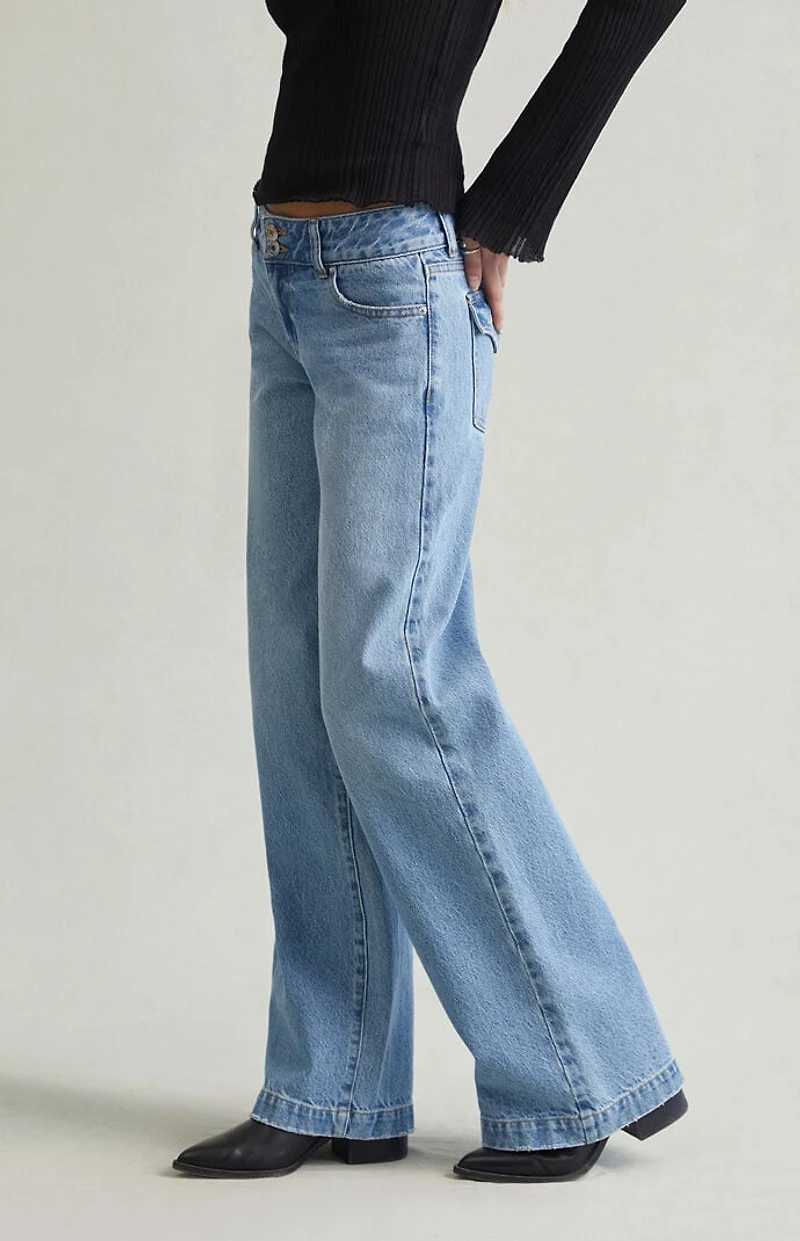 Pacsun Casey Low Rise Baggy Jeans Double Button Medium Indigo
