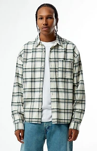 Pacsun White Plaid Long Sleeve Flannel Shirt
