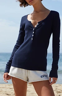 John Galt Navy Zelly Ribbed Long Sleeve Top