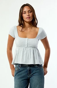 Your Favorite Bonnie Short Sleeve Button Front Babydoll Top