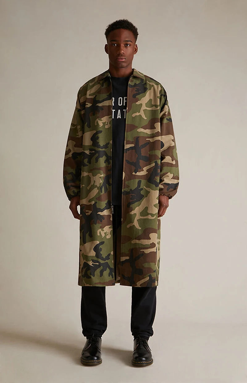 Fear of God ESSENTIALS Woodland Camo Nylon Trench Jacket