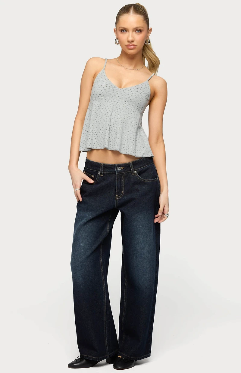 Edikted Petite Raelynn Washed Low Rise Baggy Jeans