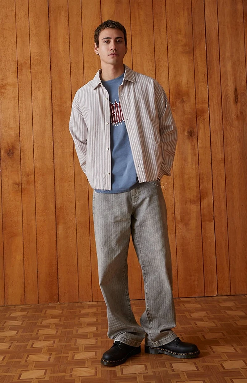 Pacsun Dylan Baggy Jeans Tonal Stripe Gray