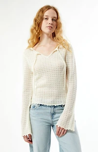 Your Favorite Diana Open Knit Tie Front Sweater