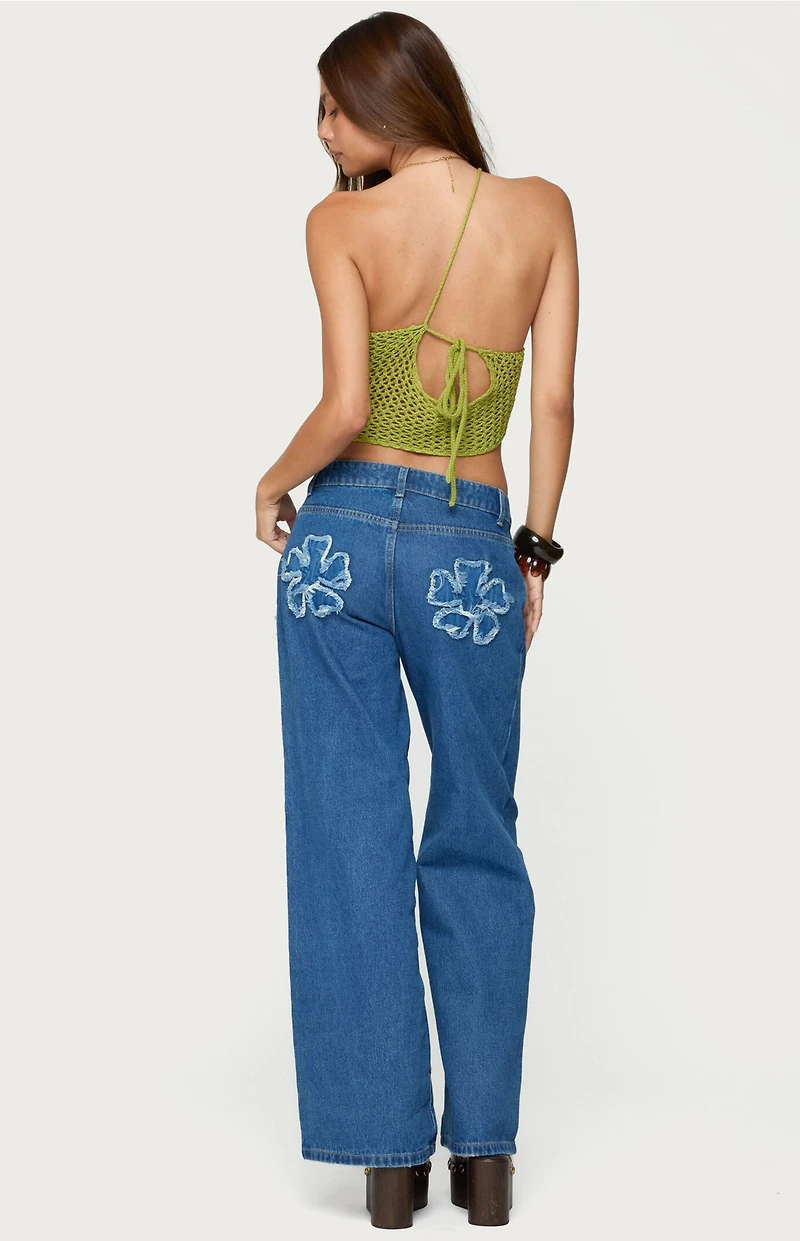 Edikted Daley Asymmetric One Shoulder Crochet Top
