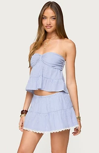 Edikted Dora Strapless Eyelet Babydoll Top