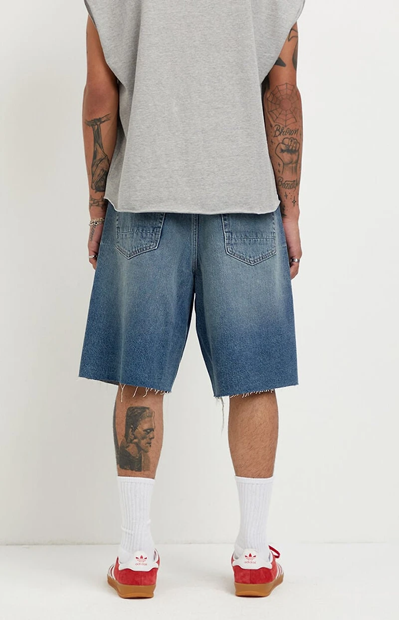 Pacsun Parker Baggy Jean Shorts Ripped Medium Blue