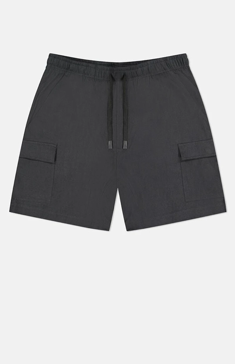 WeSC America Inc Black Linen Utility Cargo Shorts