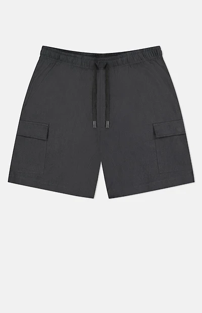 WeSC America Inc Black Linen Utility Cargo Shorts