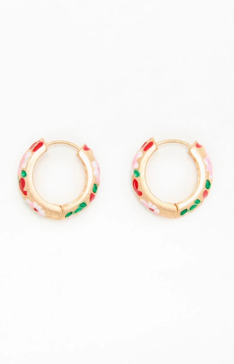 LA Hearts Floral Hoop Earrings
