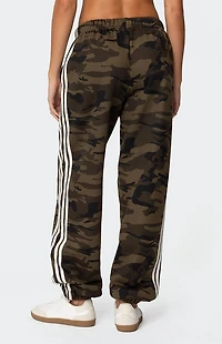 Edikted Camo Contrast Striped Sweatpants
