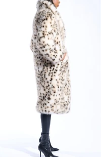 AZALEA WANG Pepper Snow Leopard Faux Fur Coat