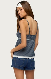 Edikted Eyelet & Striped Babydoll Tank Top