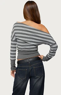 Edikted Marniee Striped Off Shouler Top